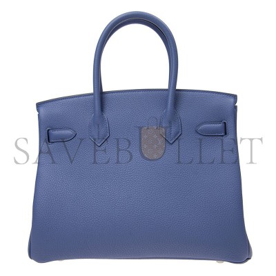 HERMES HANDBAGS BIRKIN 30 7E TOGO HANDBAG BLEU BRIGHTON (30*23*15cm) 